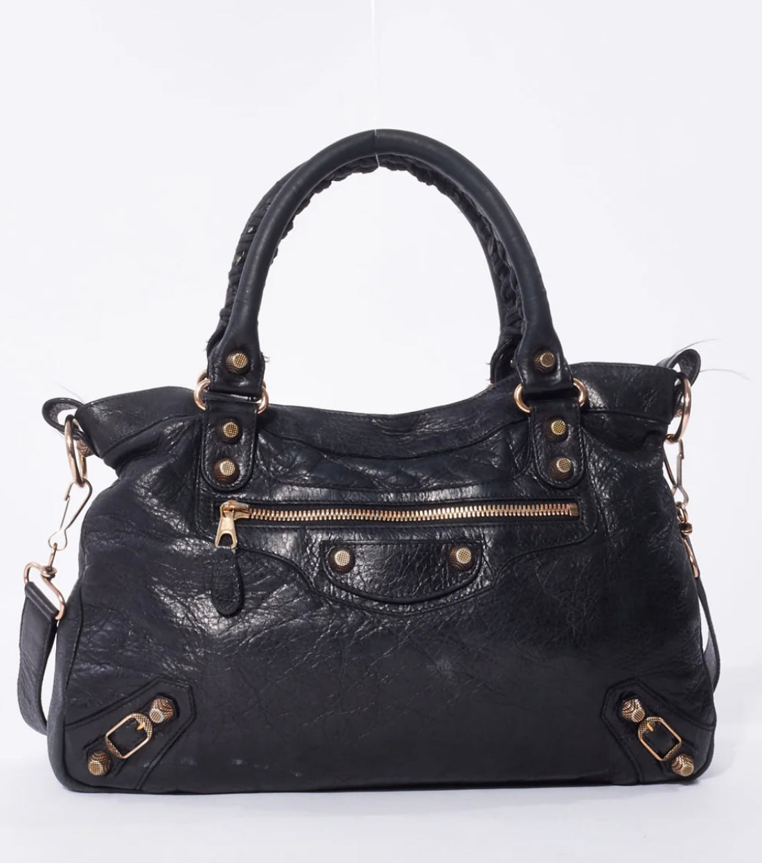 BALENCIAGA 
Agneau 12 Rose Gold Hardware Town Black