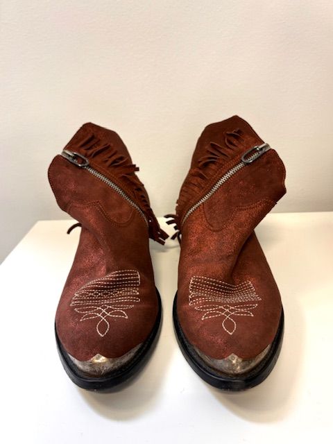 Golden Goose Copper Suede Fringe Ankle Boots