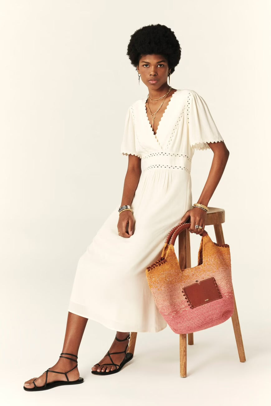 BA&SH scalloped cream maxi dress