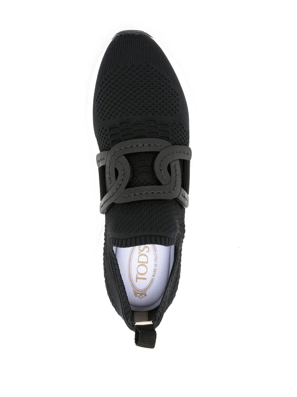 TODS black stretch fabric running shoes with leather design on top