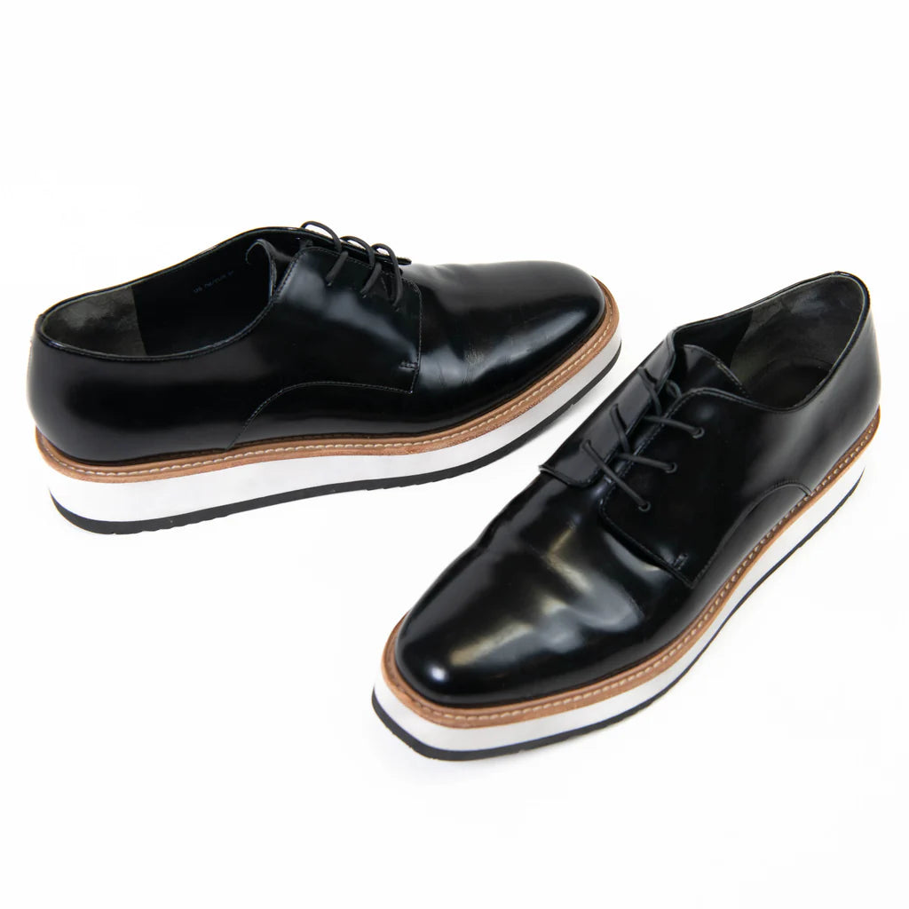 VINCE ‘reed’ glazed leather platform oxford loafers