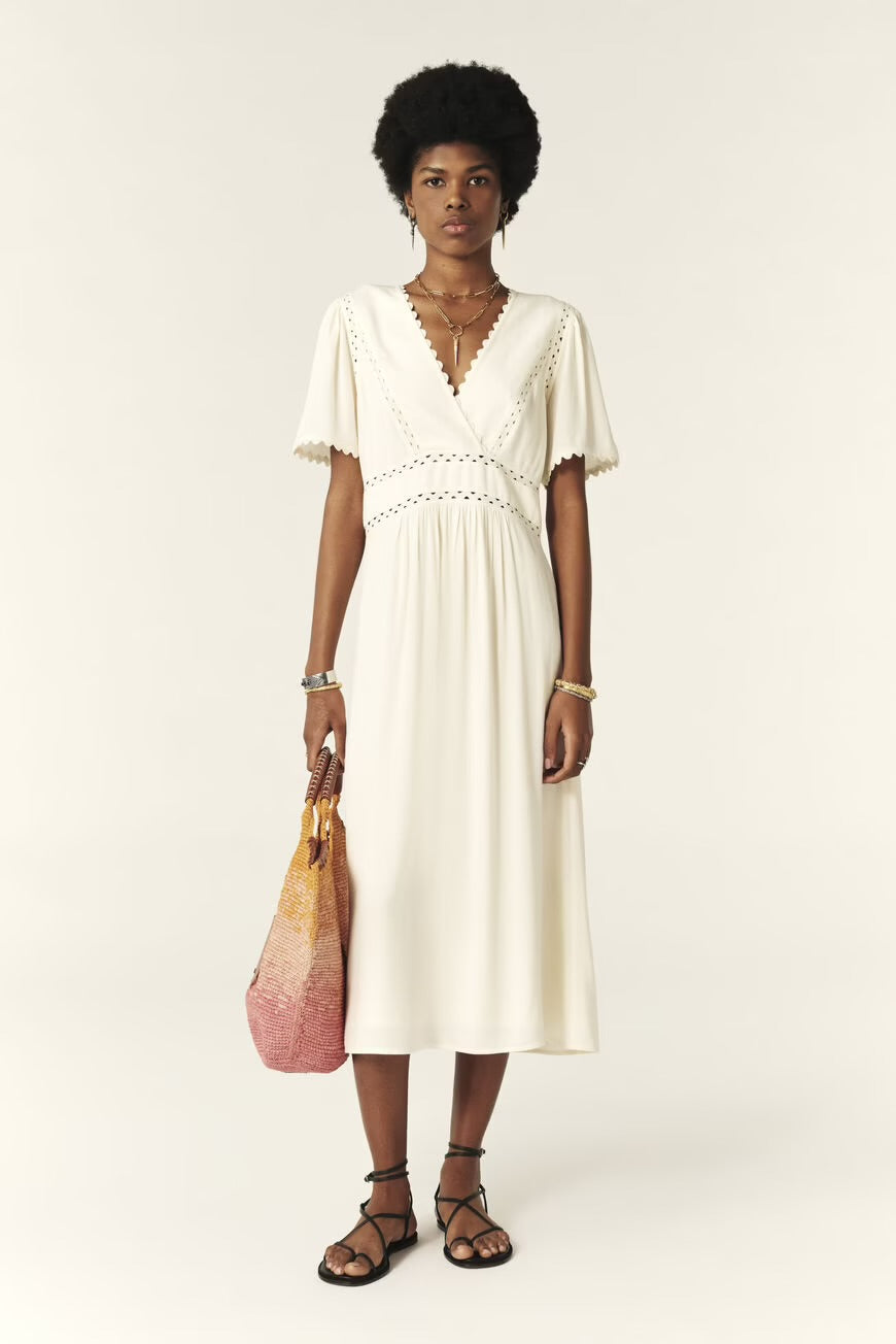 BA&SH scalloped cream maxi dress