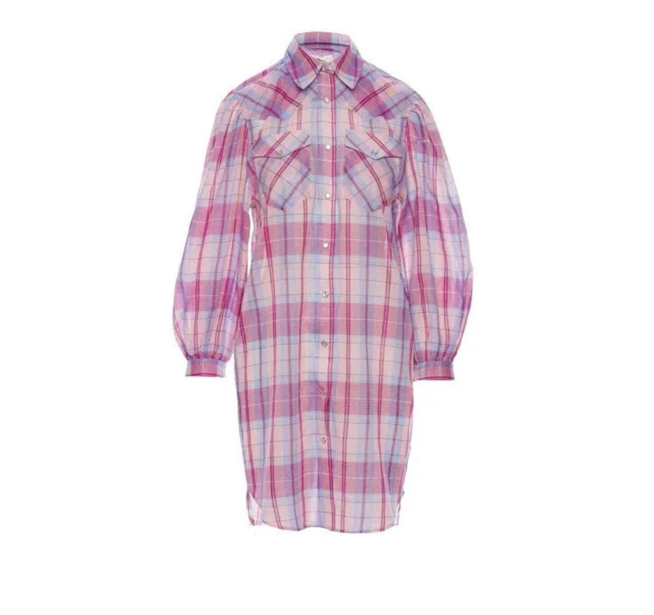 Isabel Marant Etoile / Brittany Pink Check Mini Shirt Dress