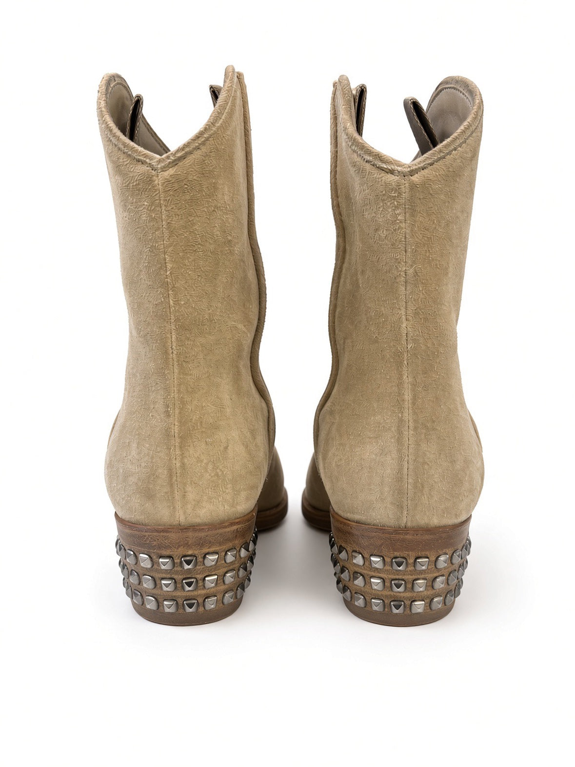 Miu Miu Beige Suede Western Ankle Boots