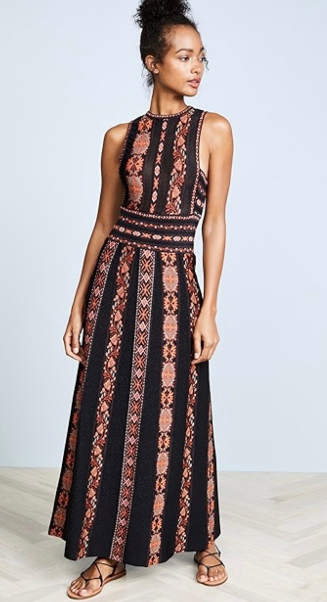 MISSONI black sparkle red printed long dress