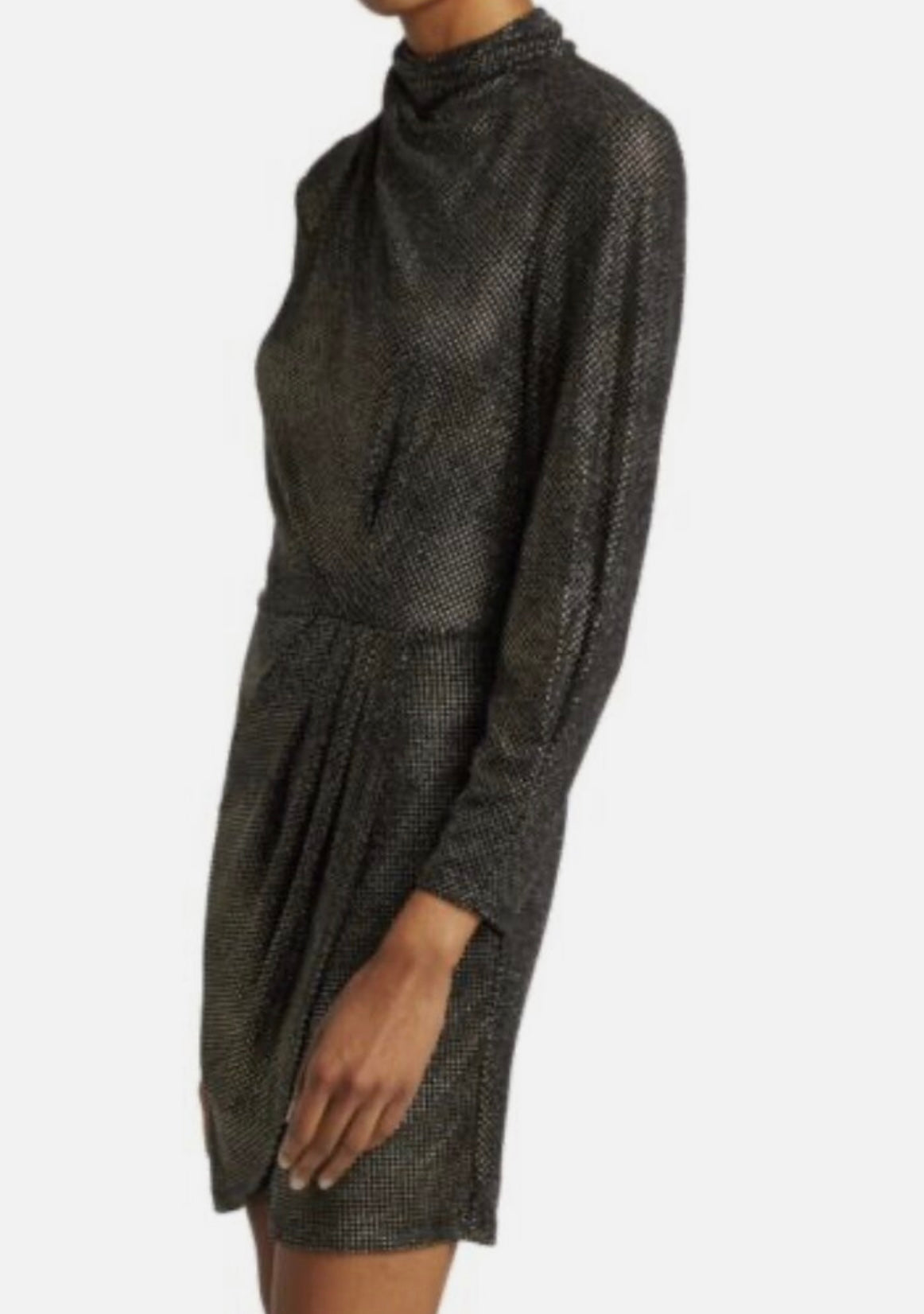 Iro Paris Rasile Turtleneck Metallic Dress Black Gold