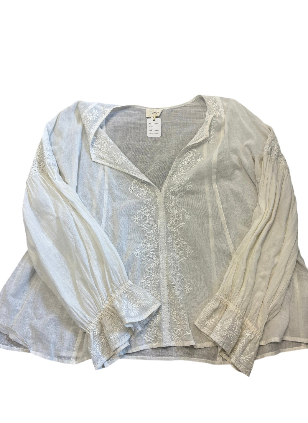 LEONIE WHITE LONGSLEEVE PEASANT BLOUSE