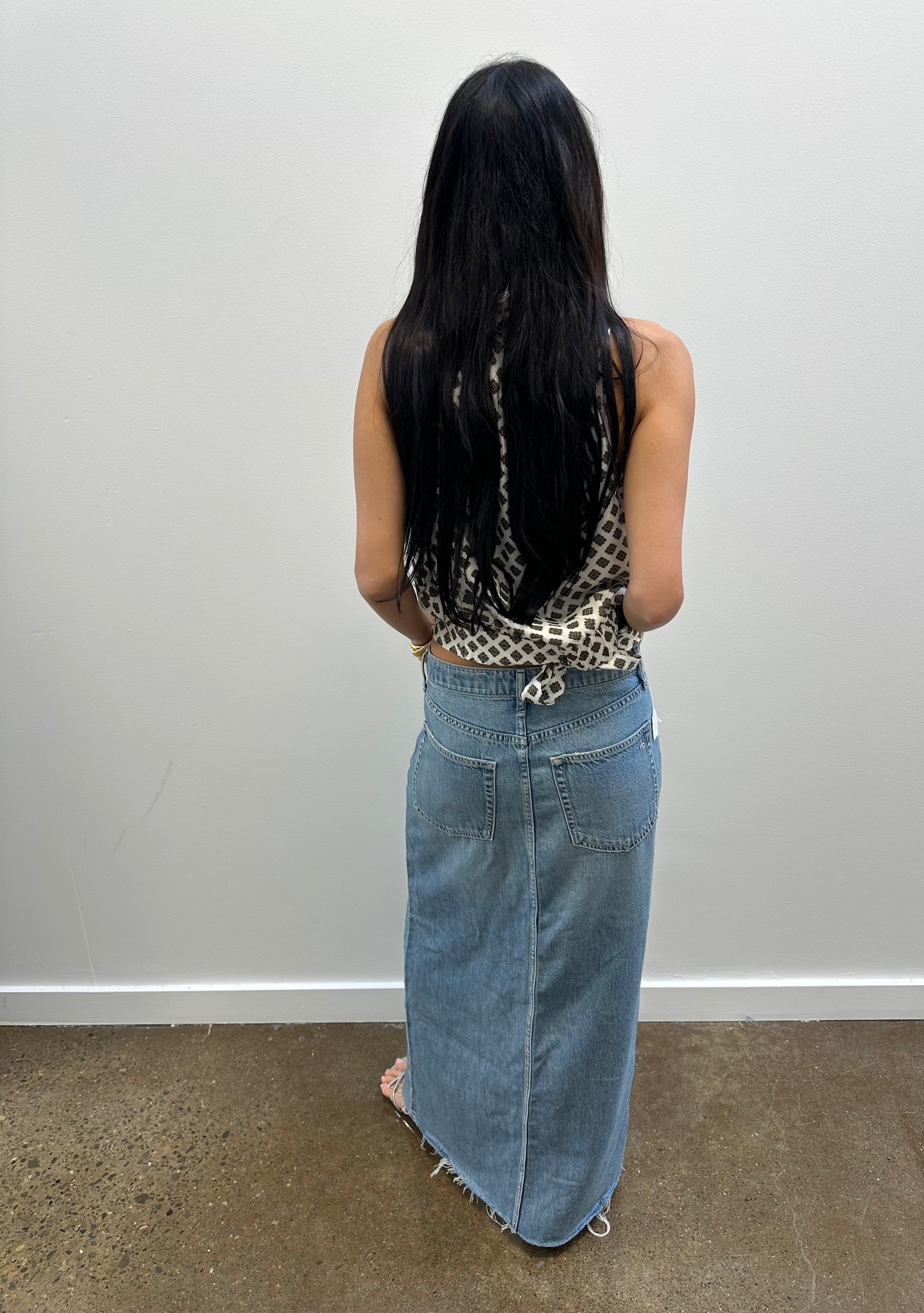 RAG & BONE - FRONT SLIT DENIM MAXI SKIRT