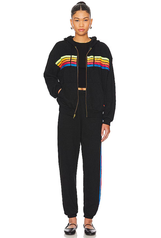 Aviator Nation - 5 Stripe Set in Black & Neon Rainbow