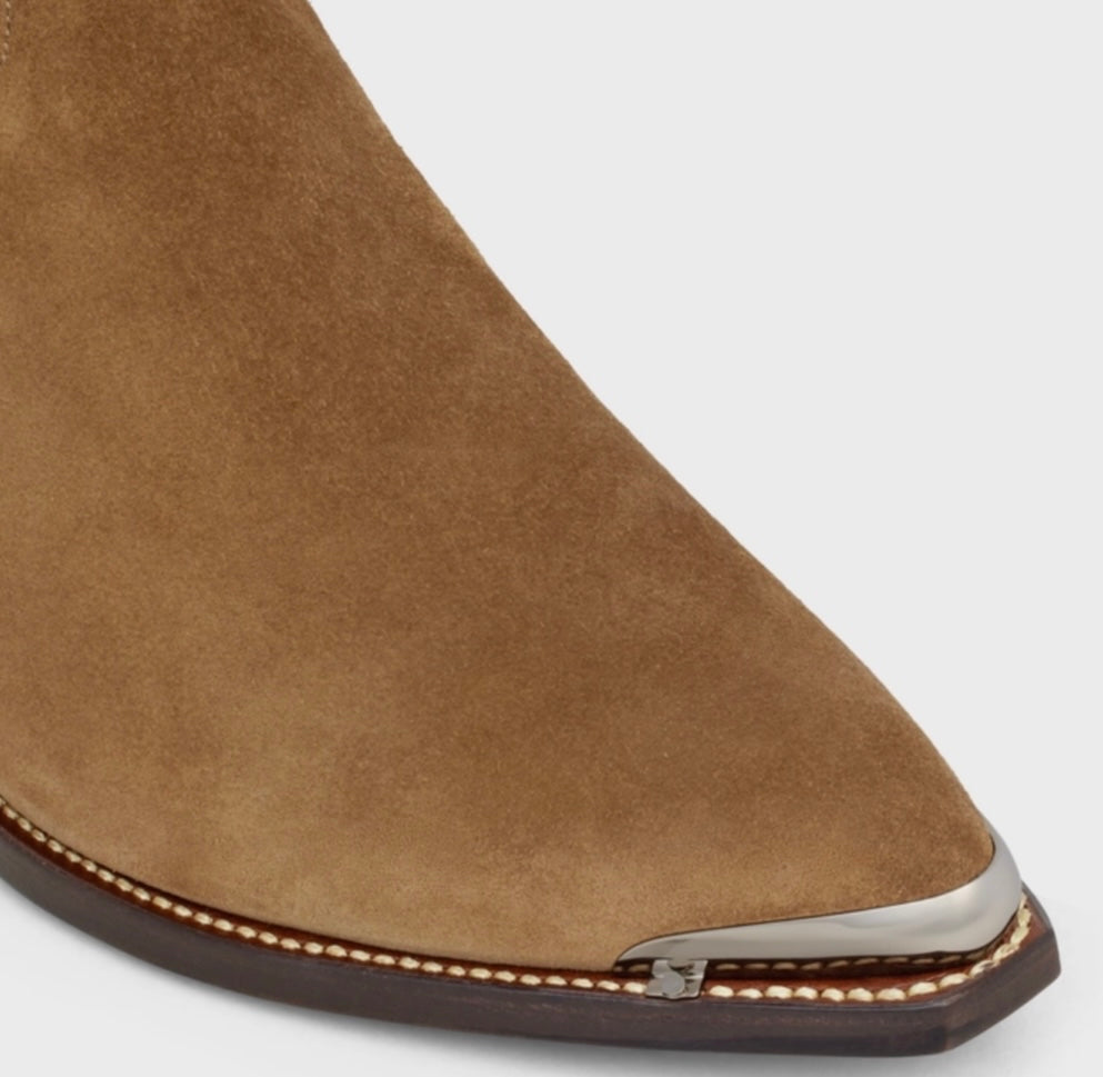 CELINE - CRUISER BOOTS CHELSEA BOOT WITH METAL TOE IN SUEDE CALFSKIN