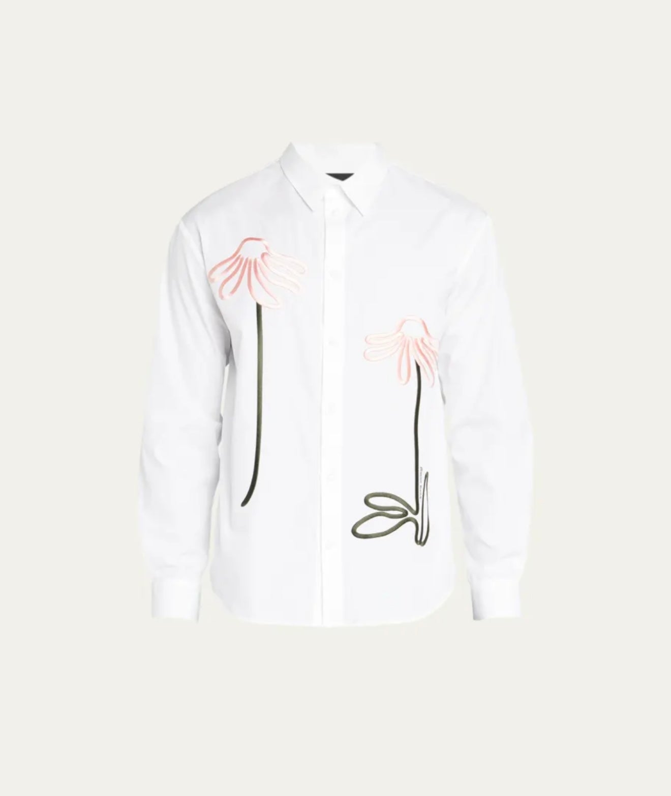 Simone Rocha Floral-Embroidered Long-Sleeve Shirt