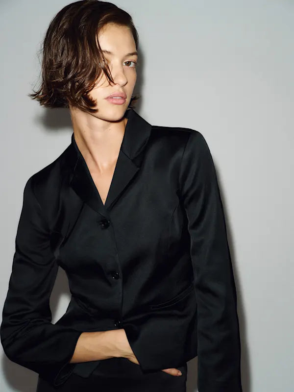 REFORMATION black cropped blazer jacket