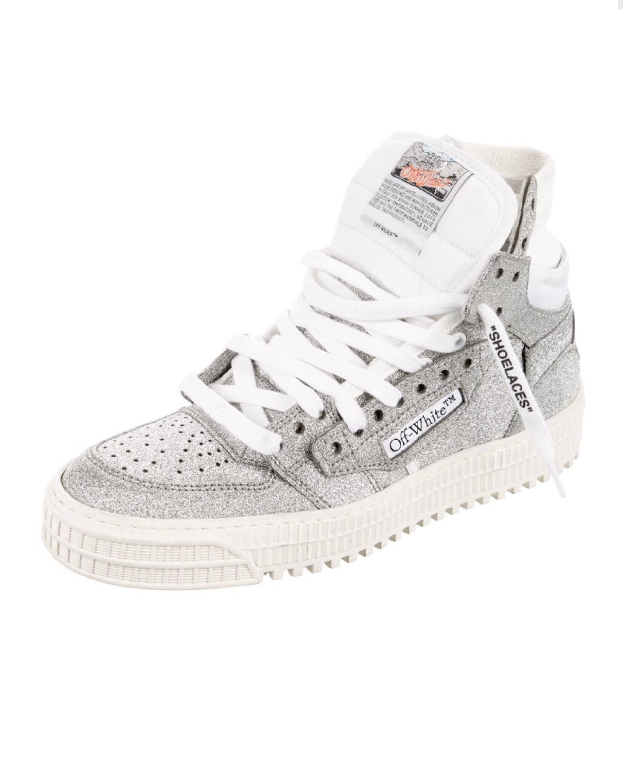 OFF-WHITE - Virgil Abloh Glitter High-Top Court Sneakers