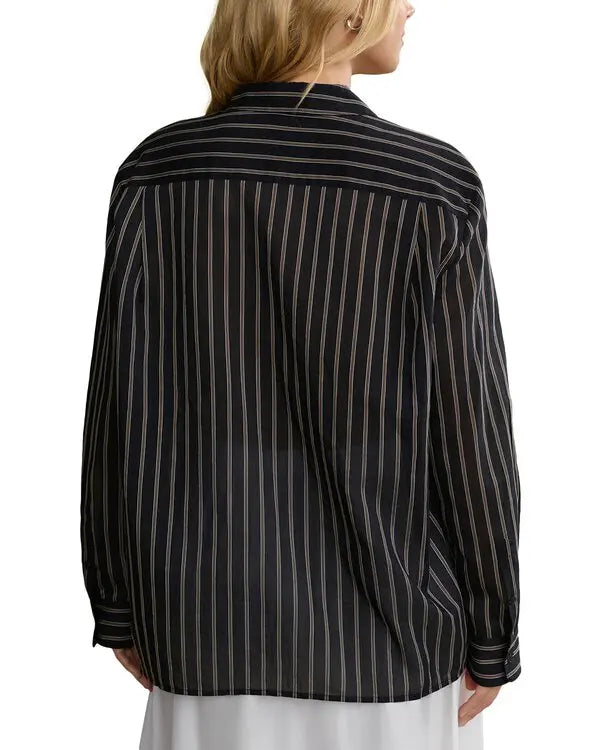 JENNI KAYNE black button up with brown, white stripe (max shirt)