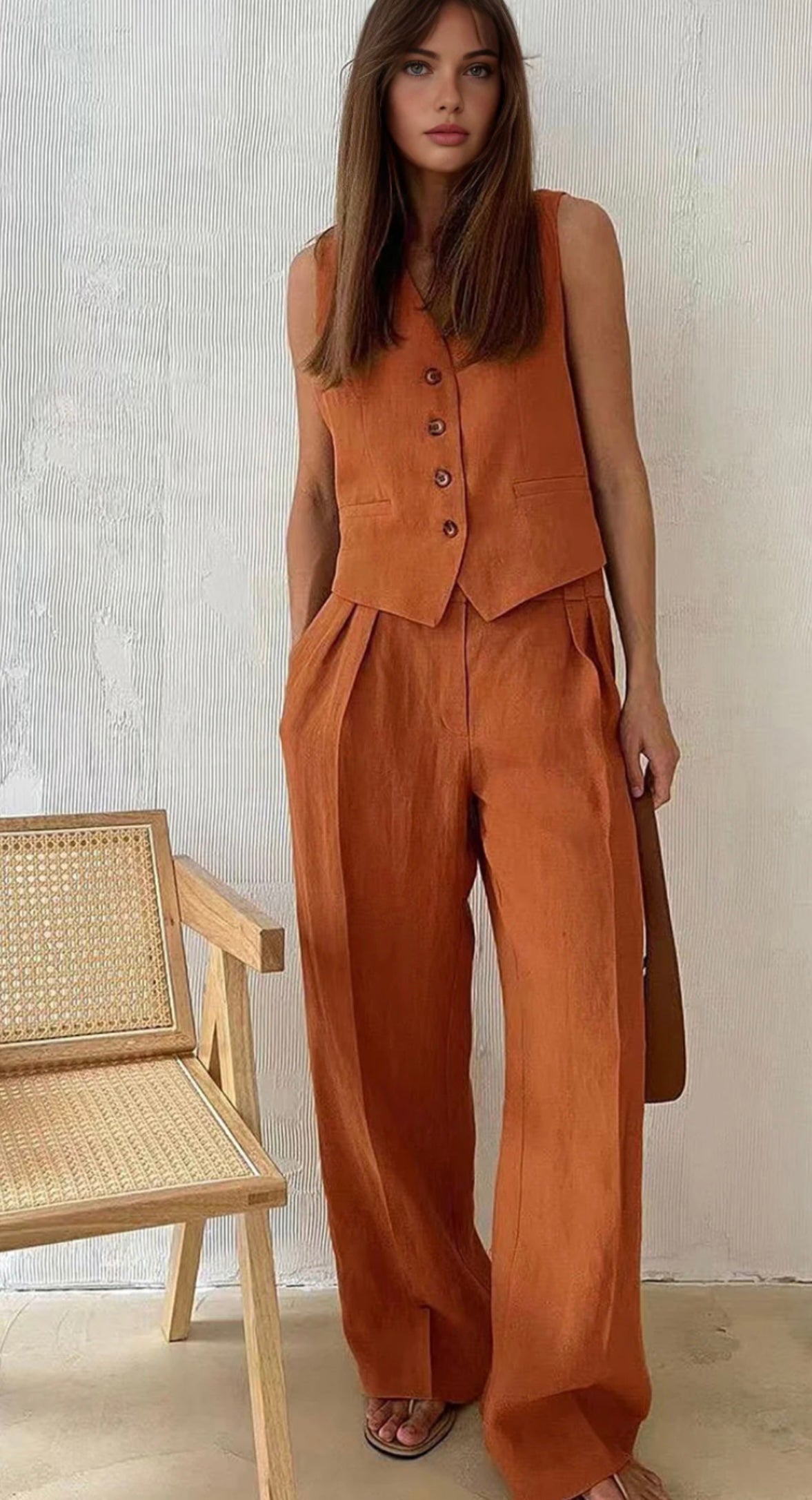 COMMENSE - Cotton & Linen Pants Set