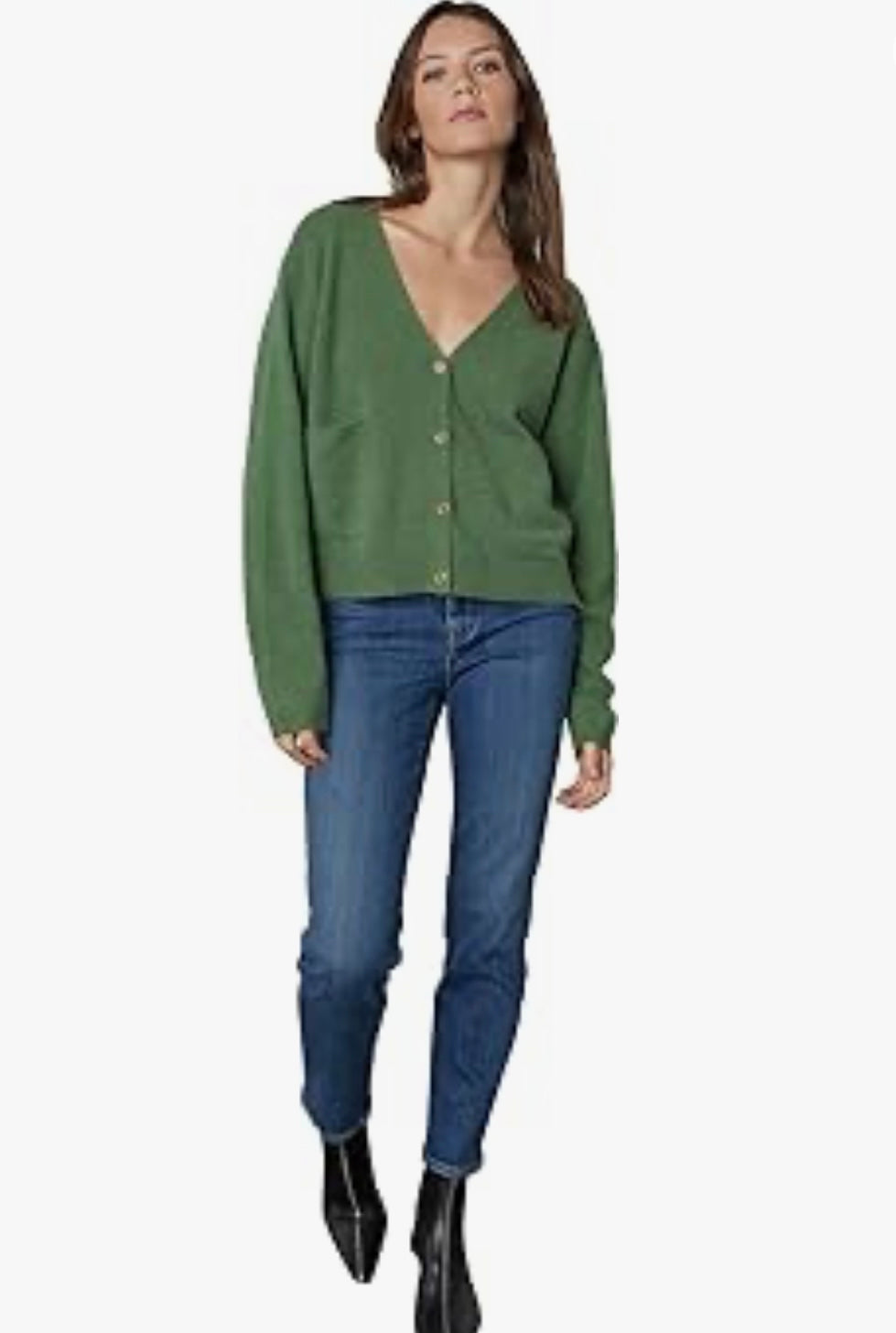 VELVET - Green Cashmere Cardigan
