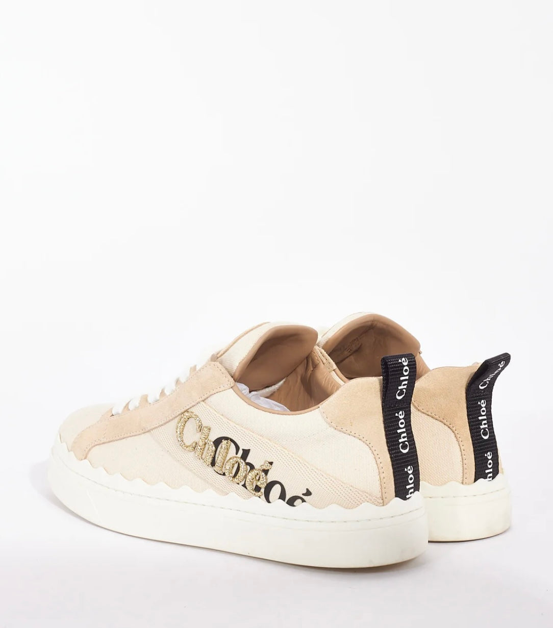 CHLOÉ - 
Beige Canvas Lauren Sneakers