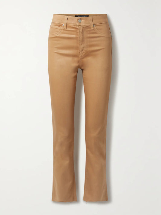 VERONICA BEARD Ryleigh slim straight high rise camel coated pants