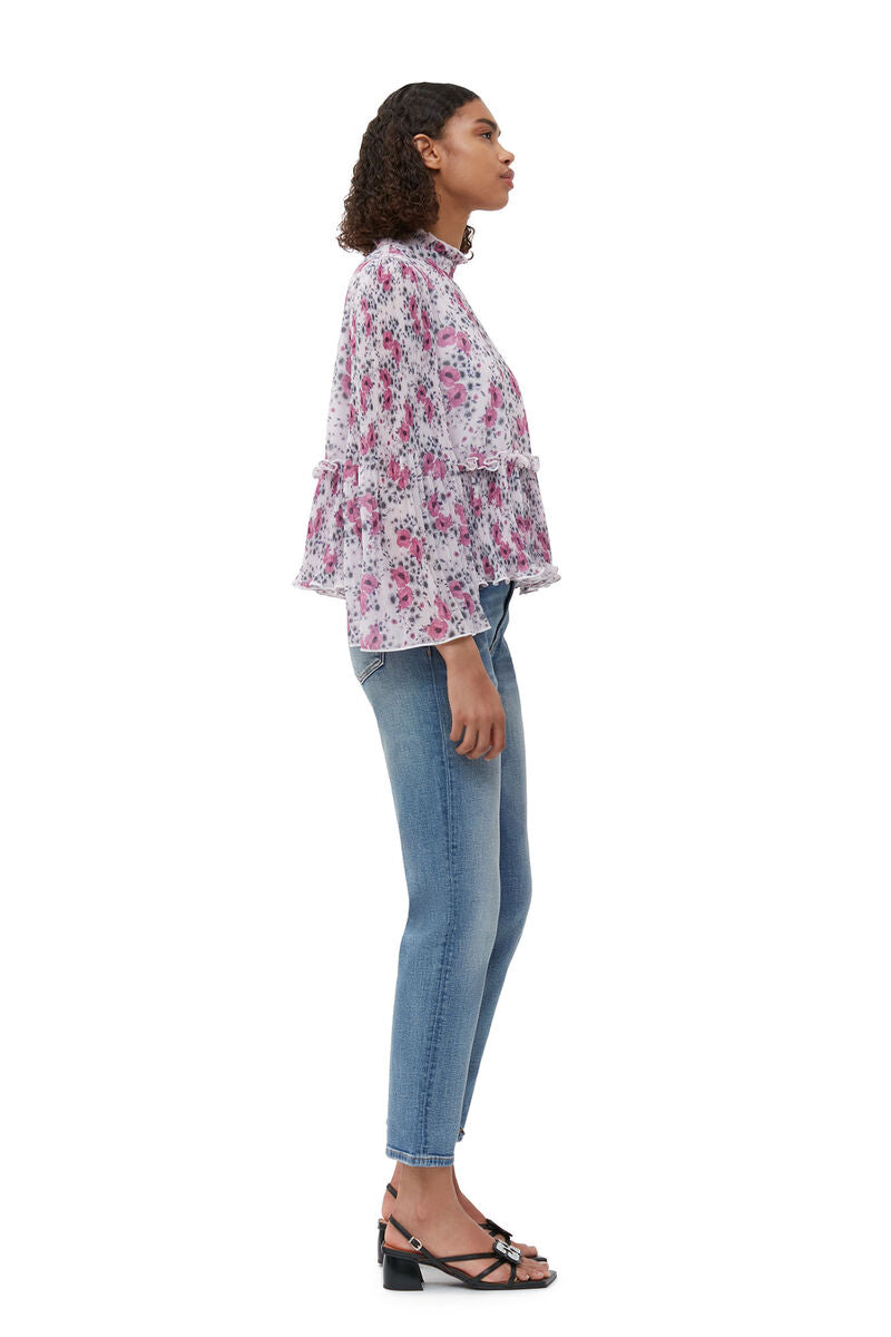 GANNI floral pleated blouse