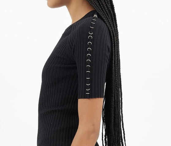 Alexander Wang Ribbed Tshirt with Silver Hoops