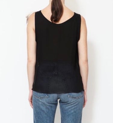CELINE feather neck black tank top