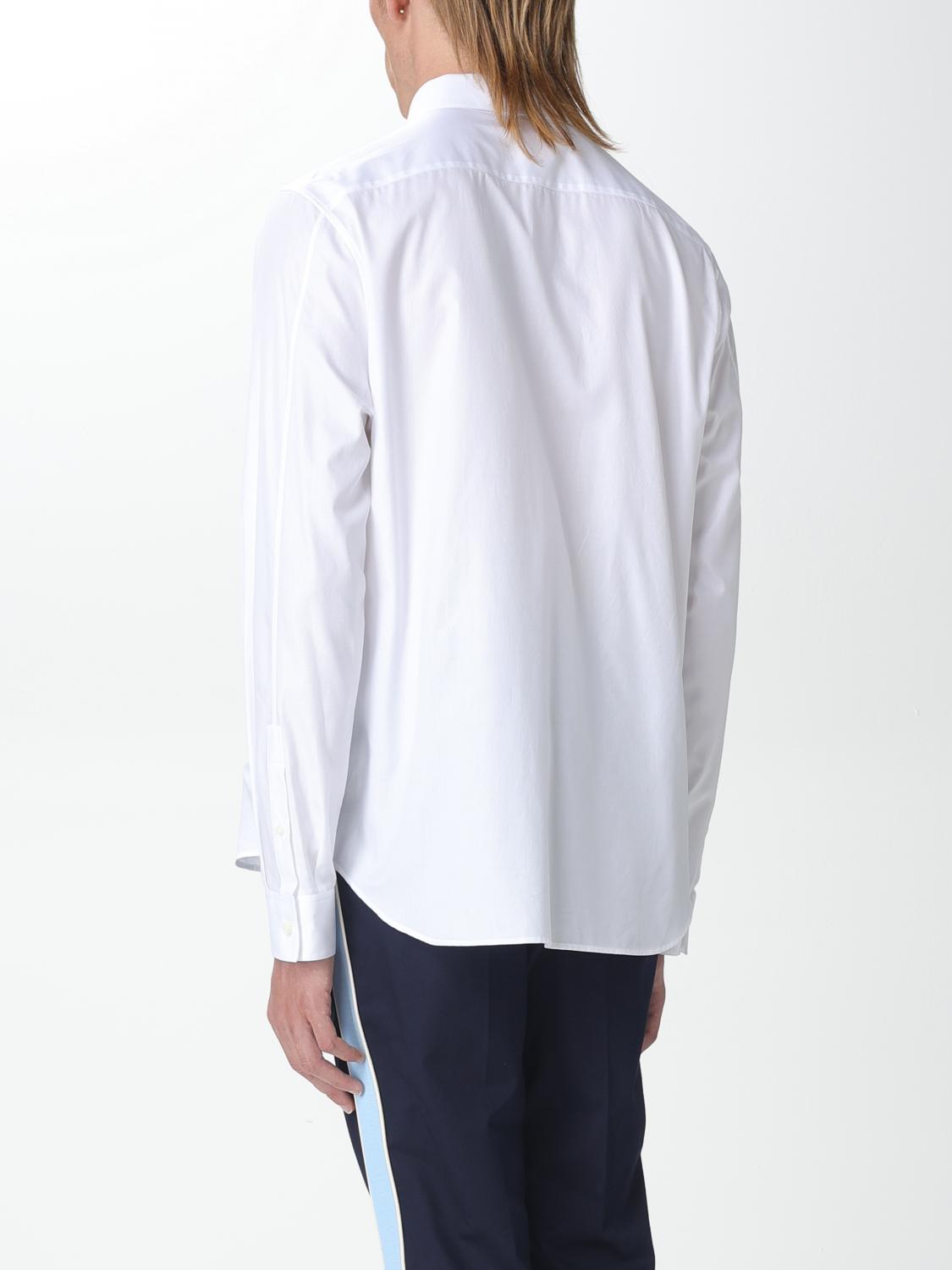 LOEWE white long sleeve button up blouse, pocket logo on chest