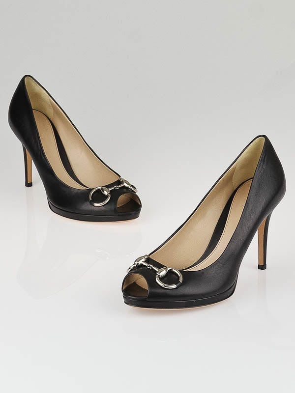 Gucci Horsebit Peep Toe Heels