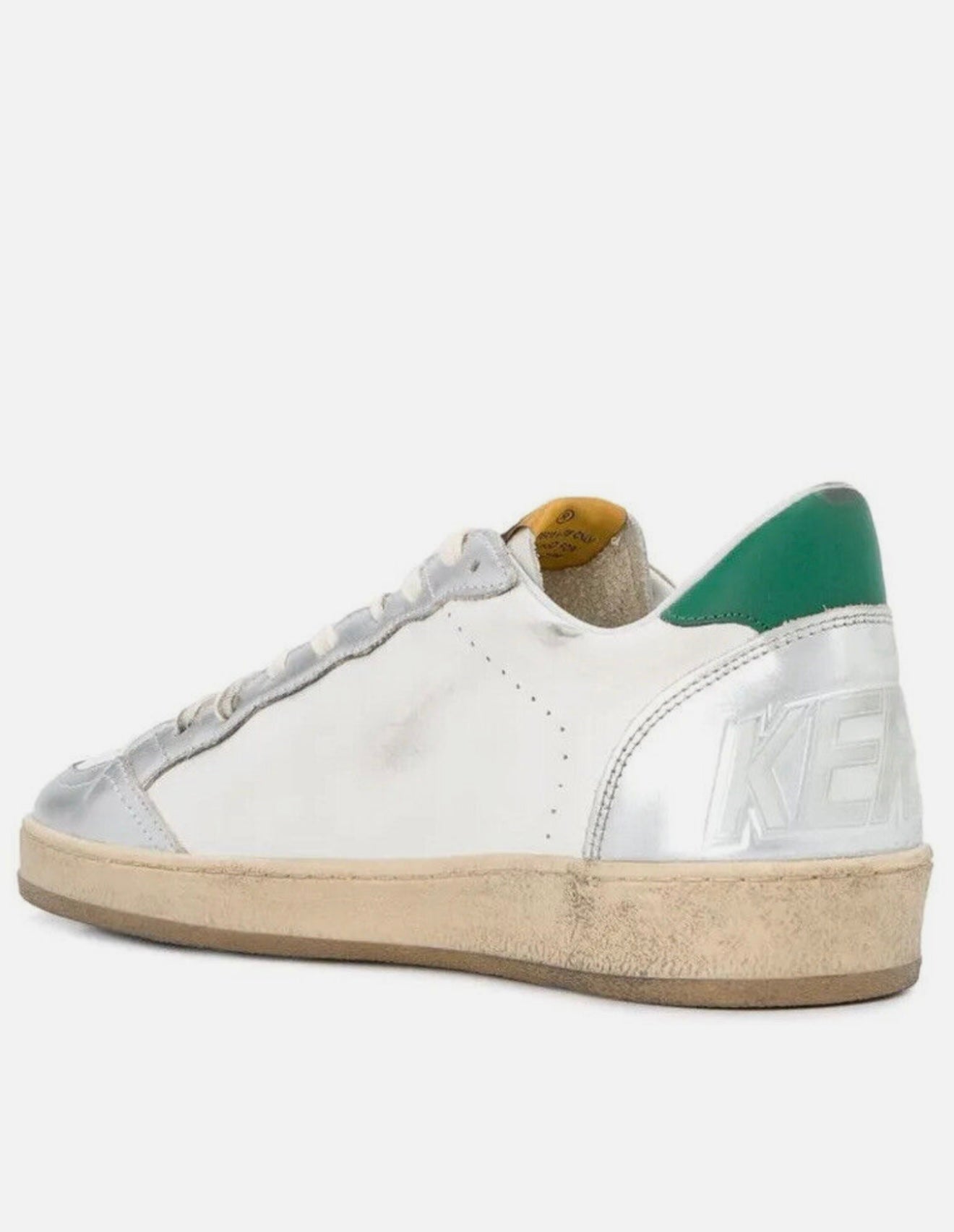 GOLDEN GOOSE Men’s Ball Star Leather Sneakers White Silver Green