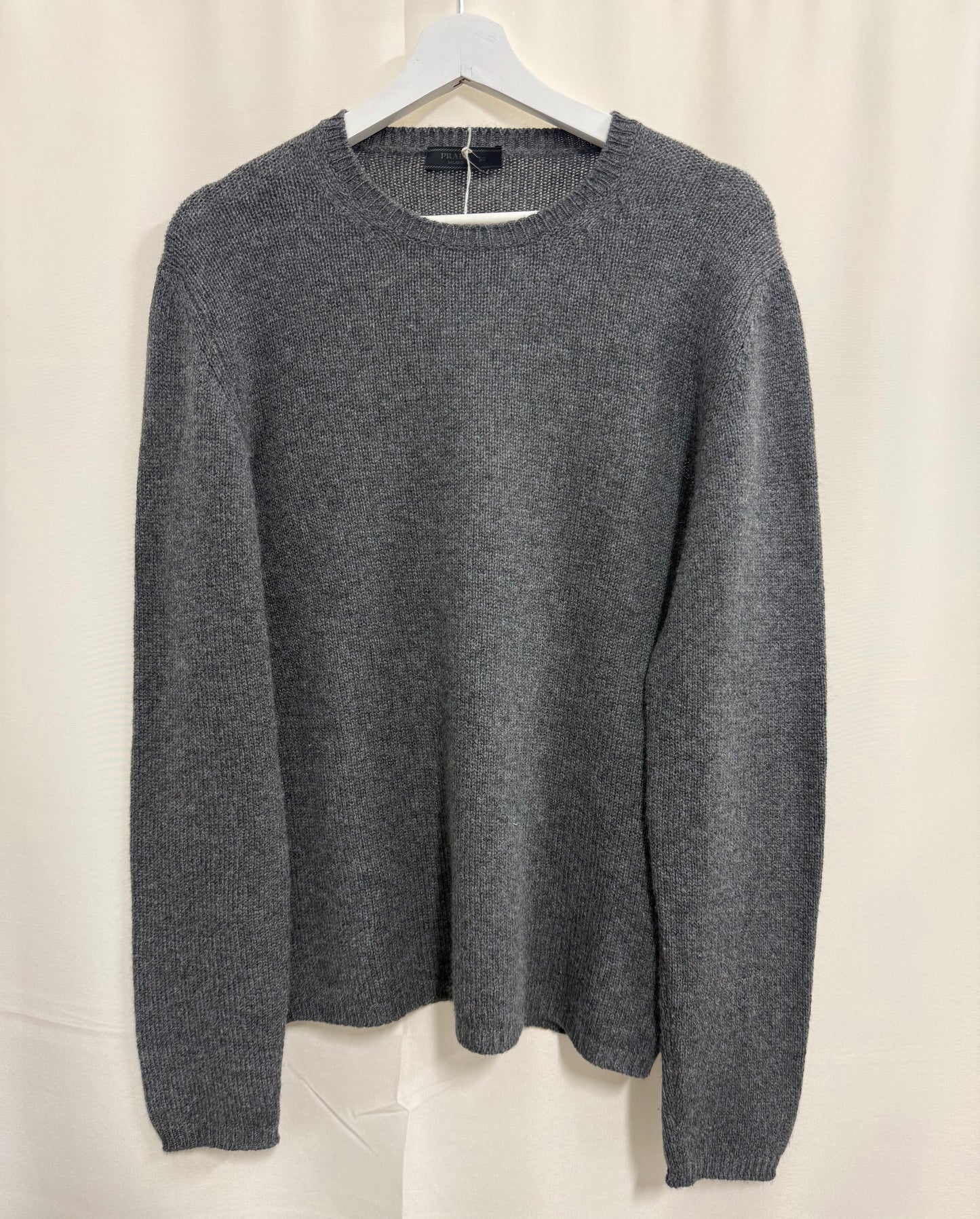 Prada - Men’s Grey 100% cashmere Crewneck Sweater