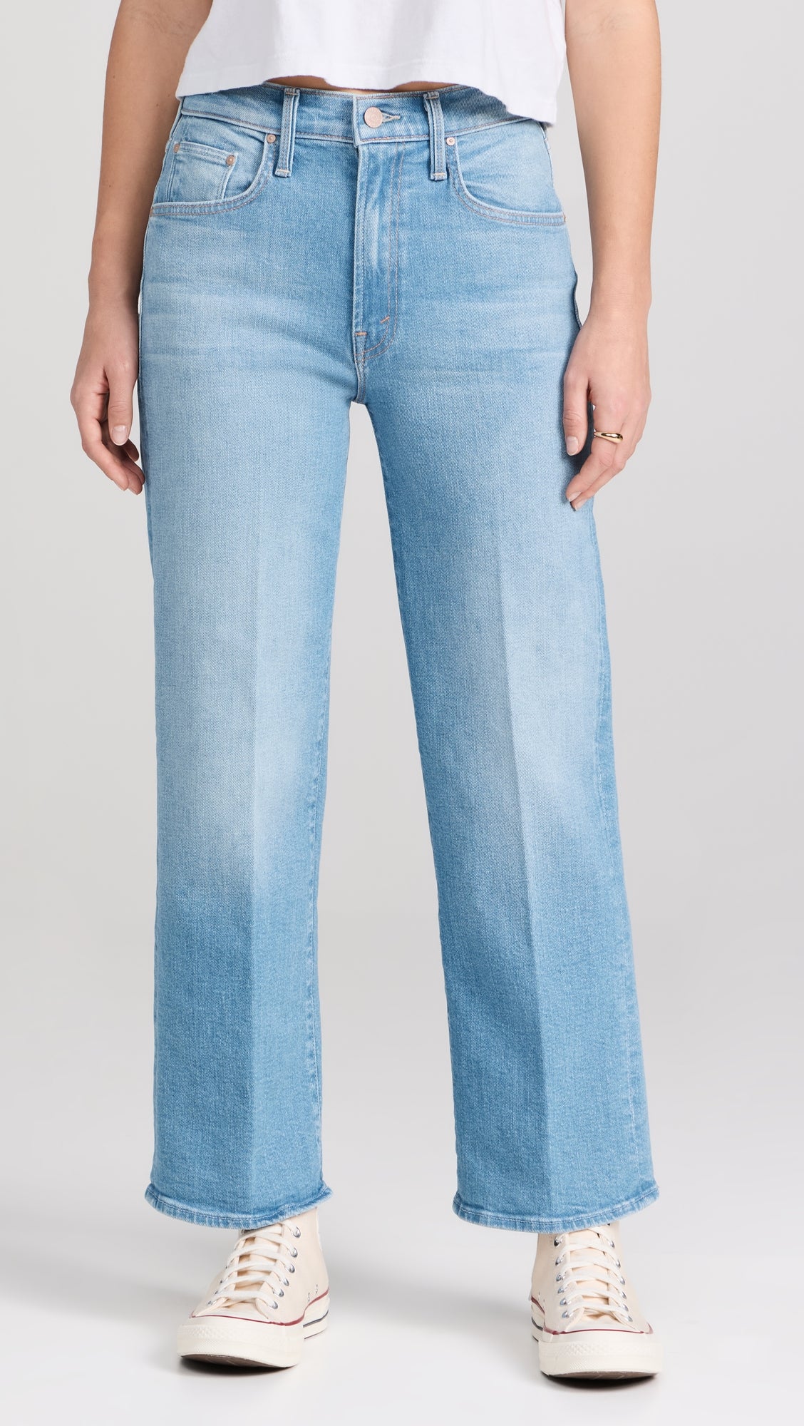 MOTHER the rambler zip ankle in 'going dutch', light blue jeans