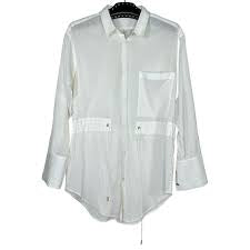 HELMUT LANG white button down with drawstring