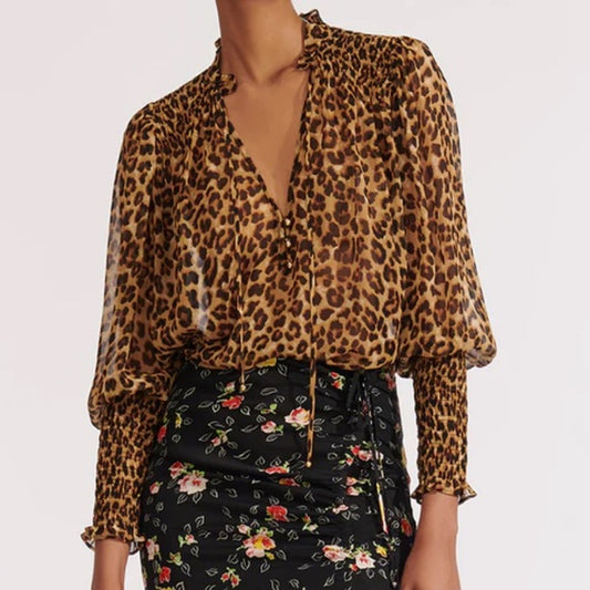 VERONICA BEARD leopard long sleeve with tank attached underneath