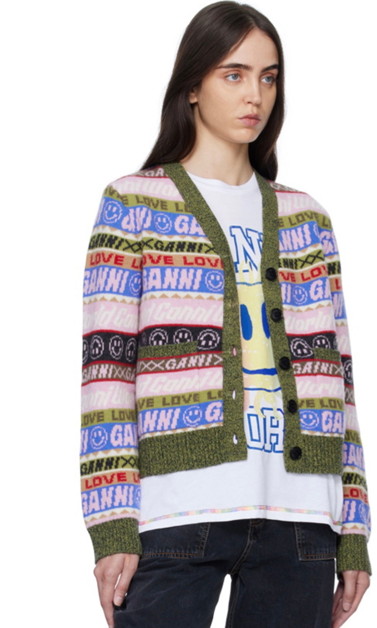 GANNI Multicolor Jacquard Cardigan