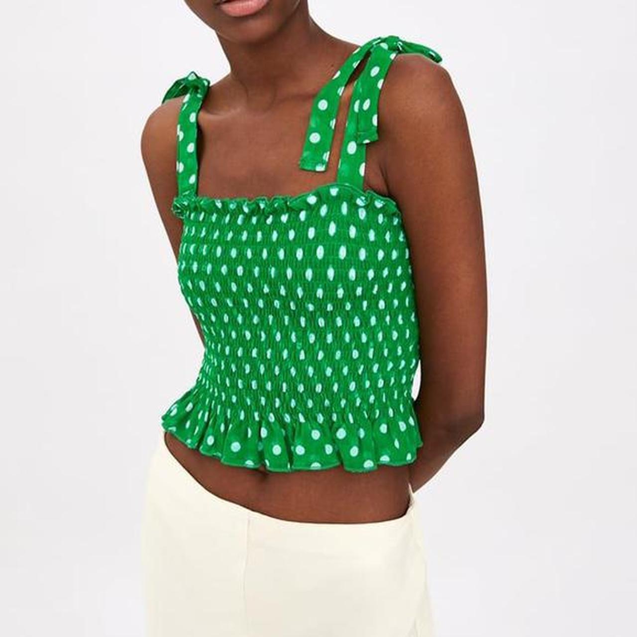 ZARA green polka dot elastic top