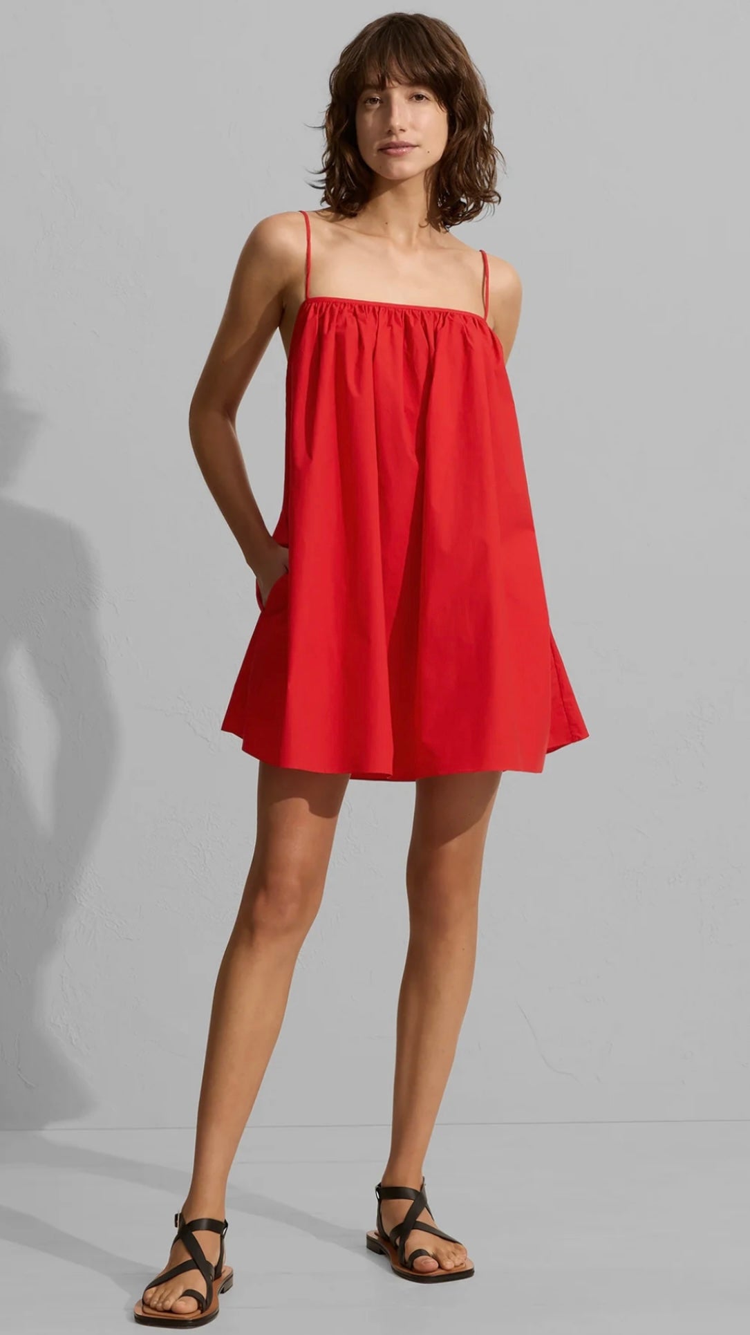 MATTEAU VOLUMINOUS CAMI MINI DRESS - ROSSO