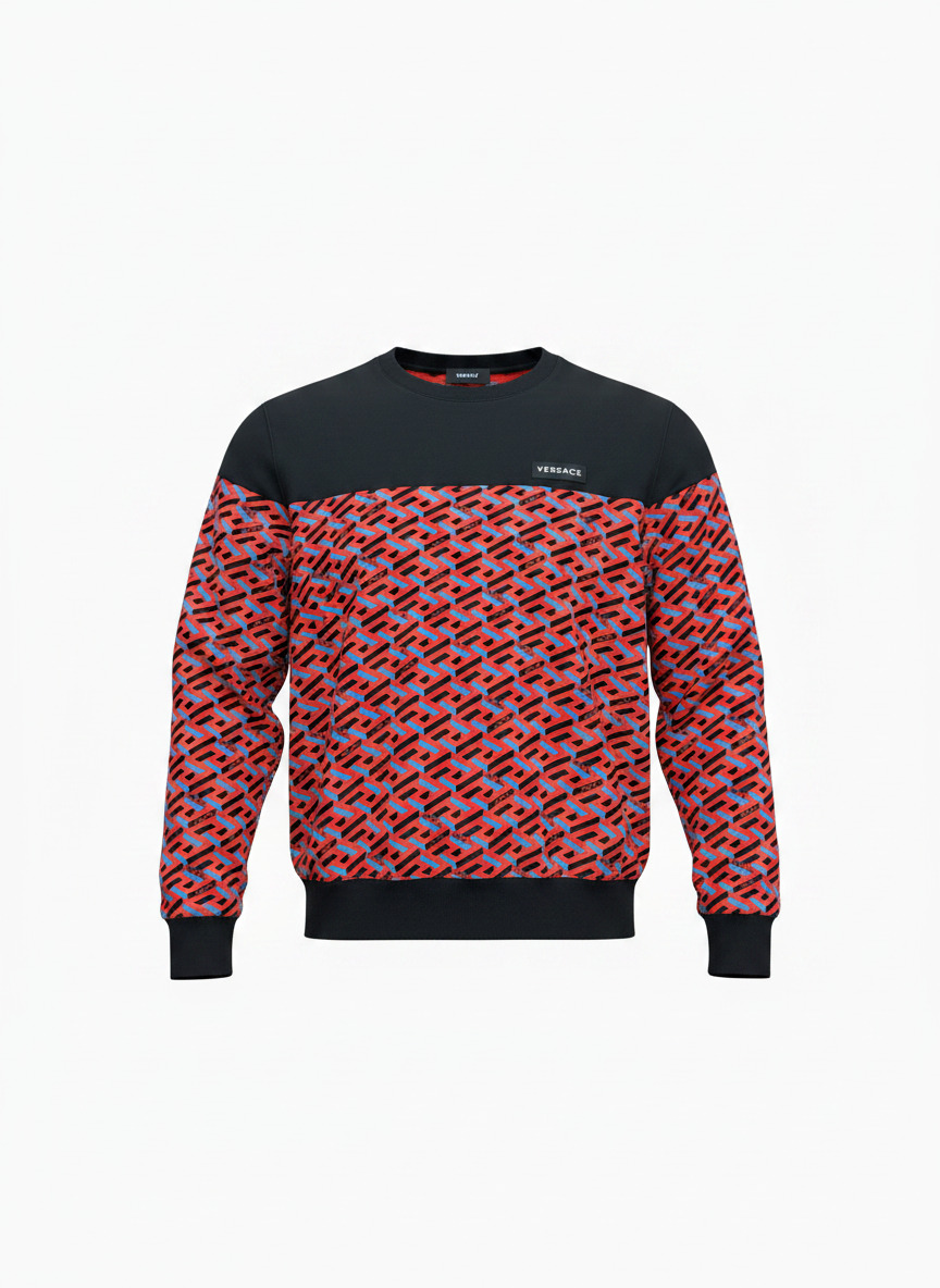 Versace Red Printed Crew Sweatshirt