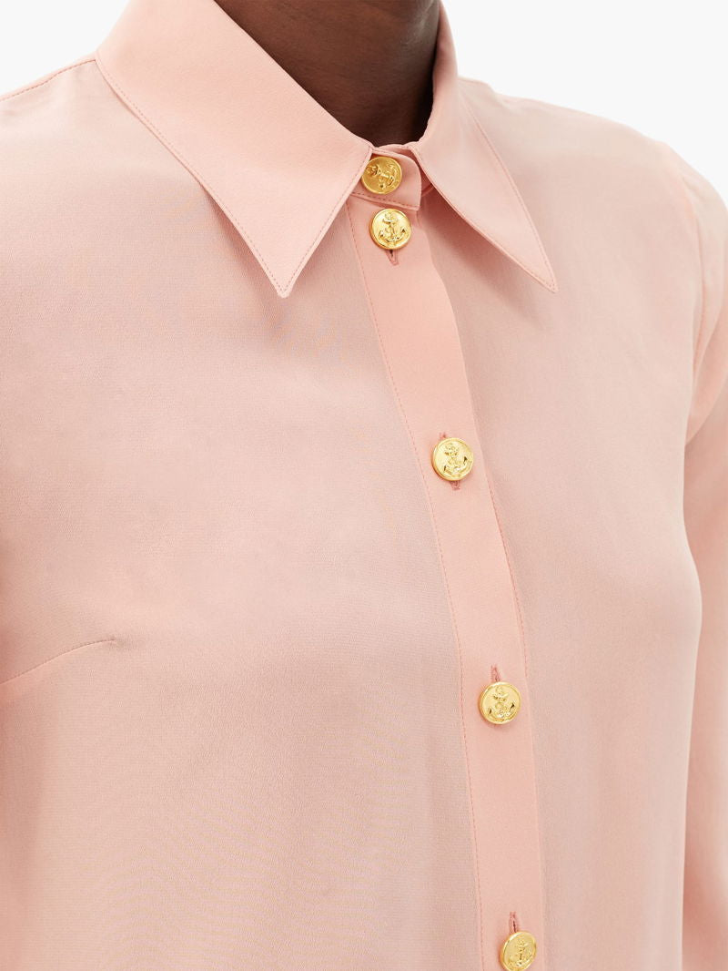 GUCCI anchor button silk-crepe blouse