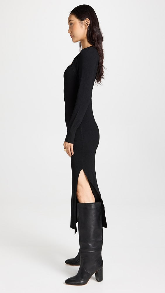 MOON RIVER black midi dress with cutout NWT