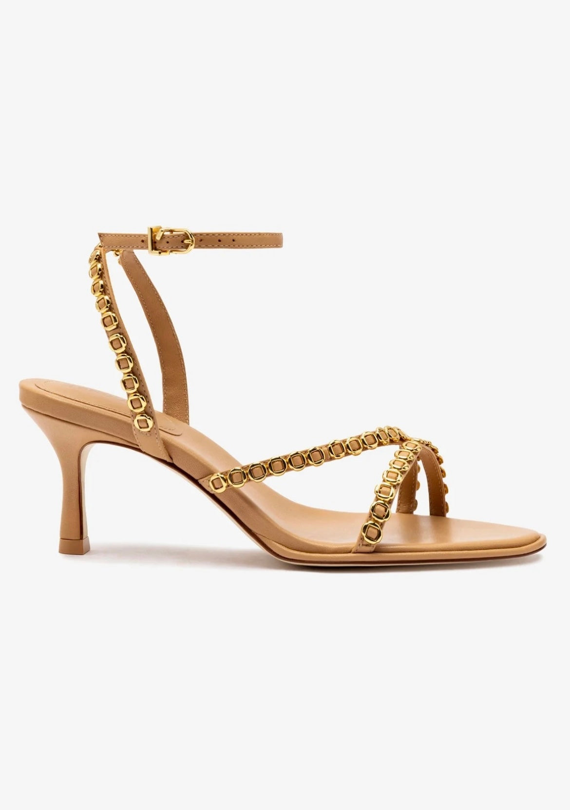 Larroude Milanina Mini Sandal in Tan Leather