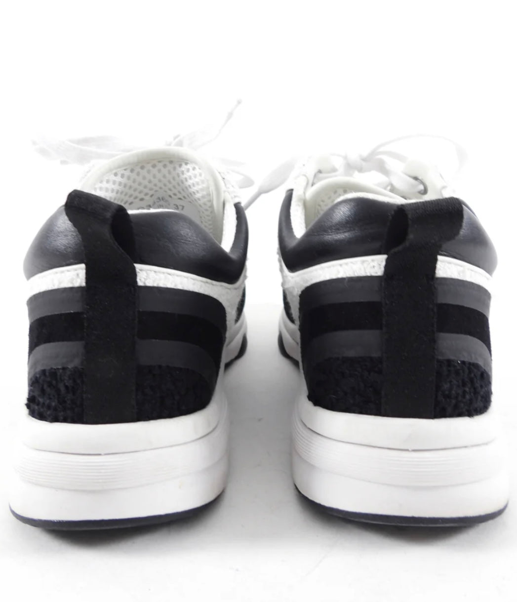 Chanel Black and White CC Tweed Sneakers