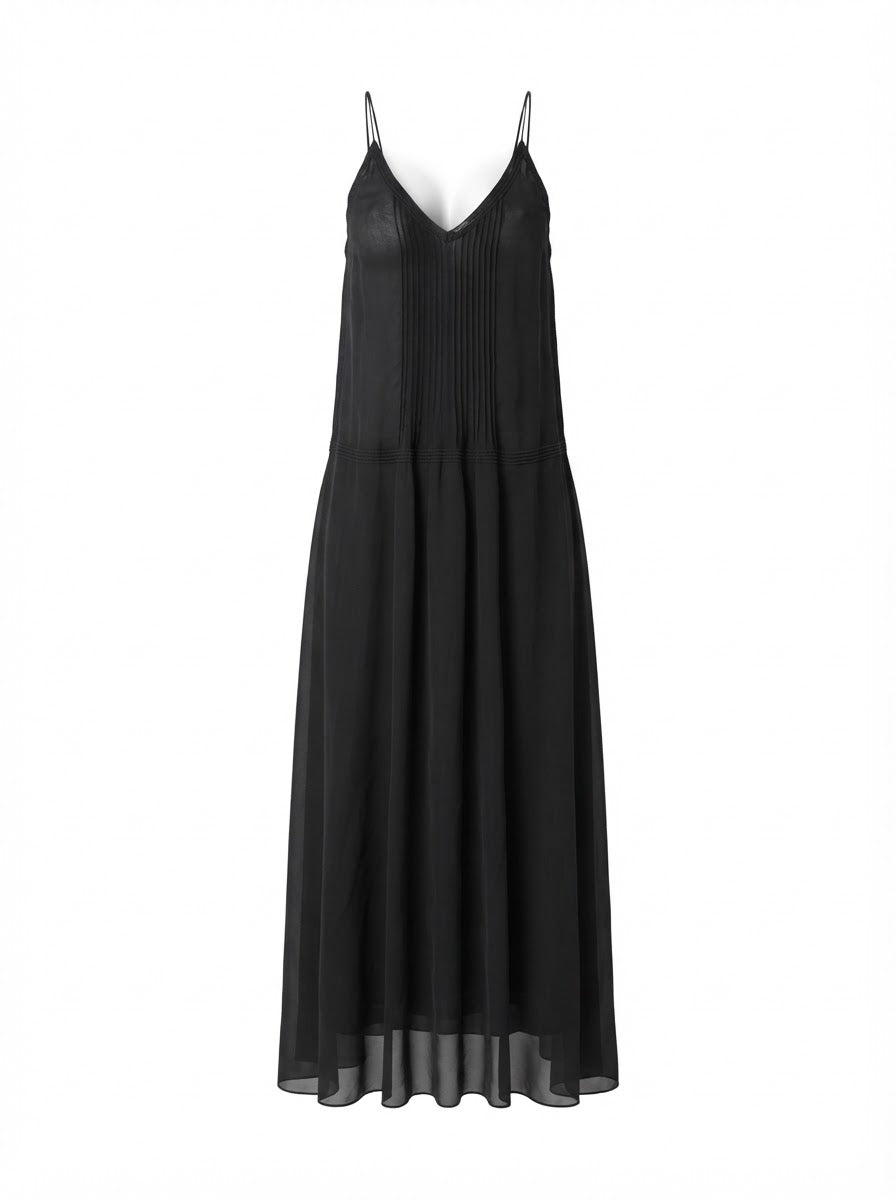 IRO sheer black maxi dress, spaghetti straps with slits