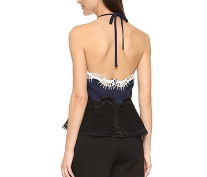 Jonathan Simkai Lace Trim Halter Top
