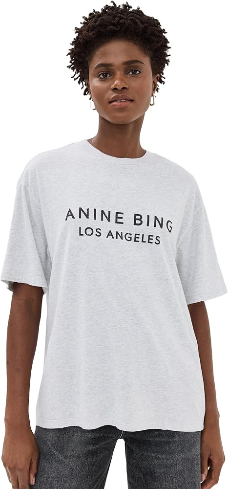 ANINE BING distressed grey logo tshirt