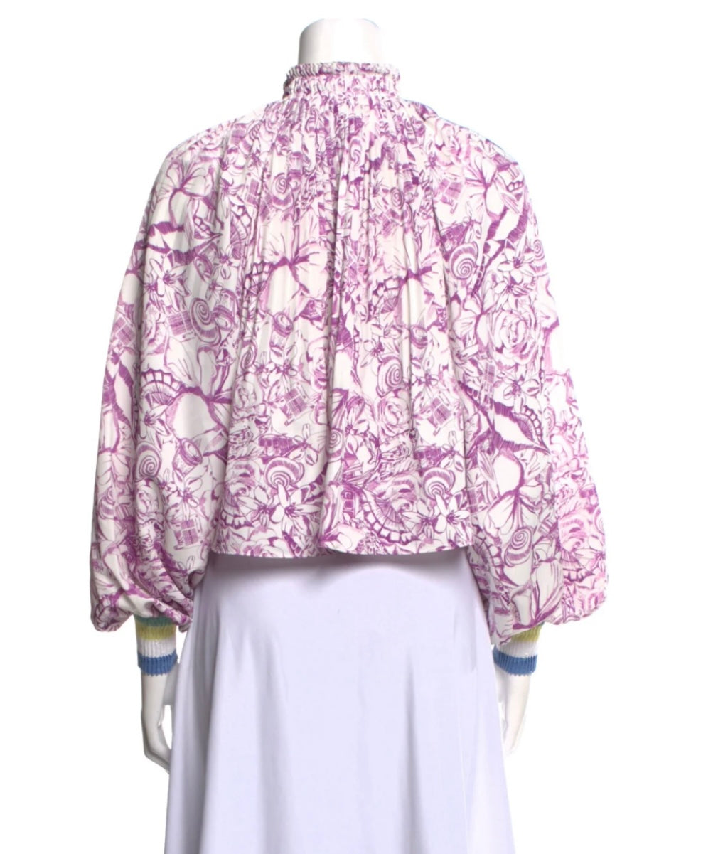 Tibi
Floral Print Mock Neck Blouse