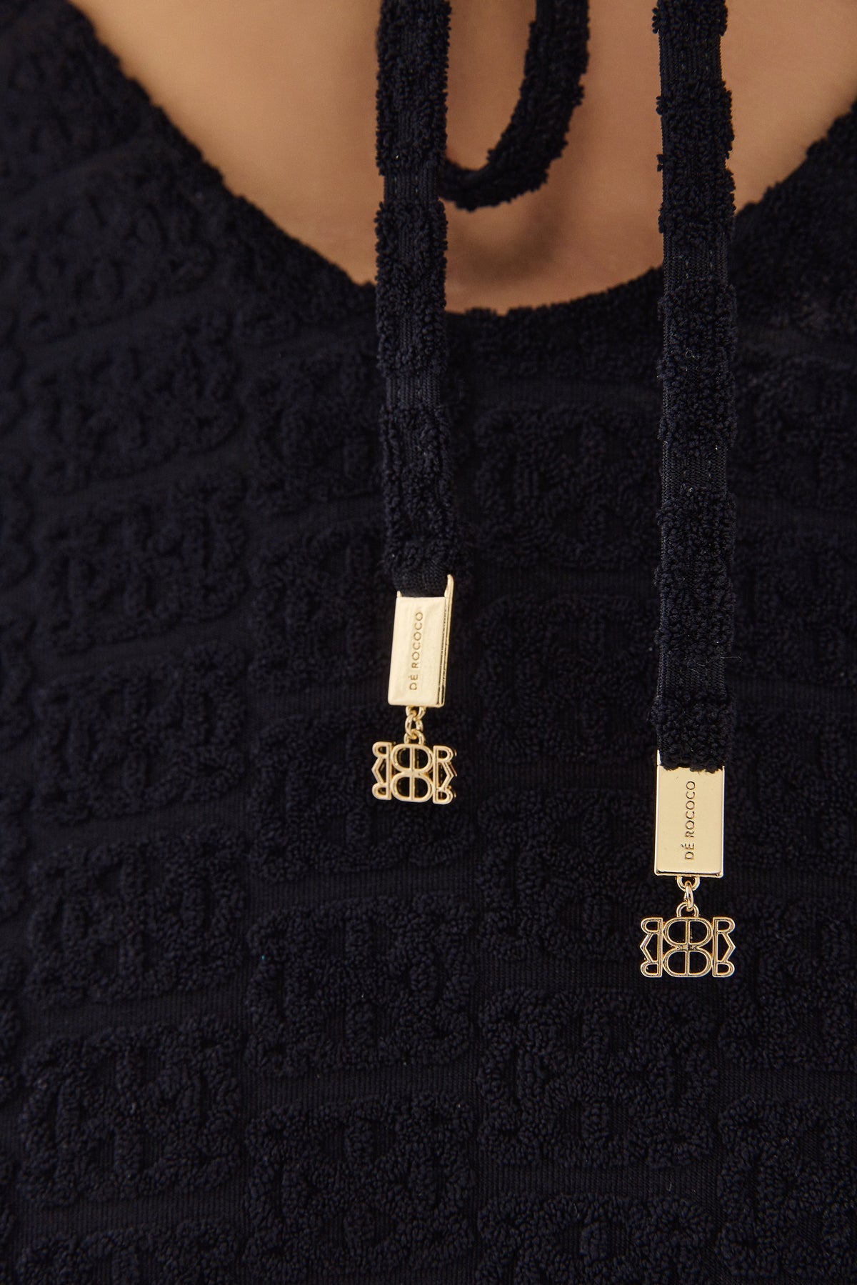 De Rococo Black Logo One Piece Bathing Suit