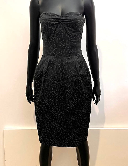 Alexander McQueen Strapless Black Print Dress