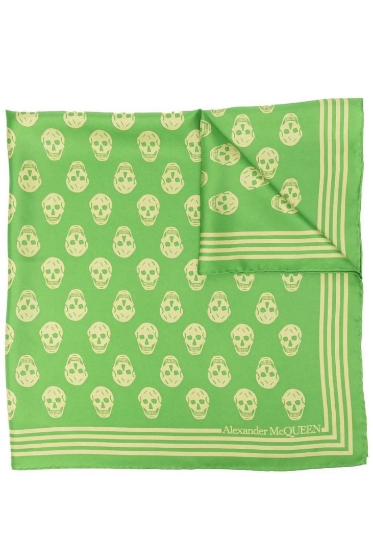 Alexander McQueen Green Skull Scarf