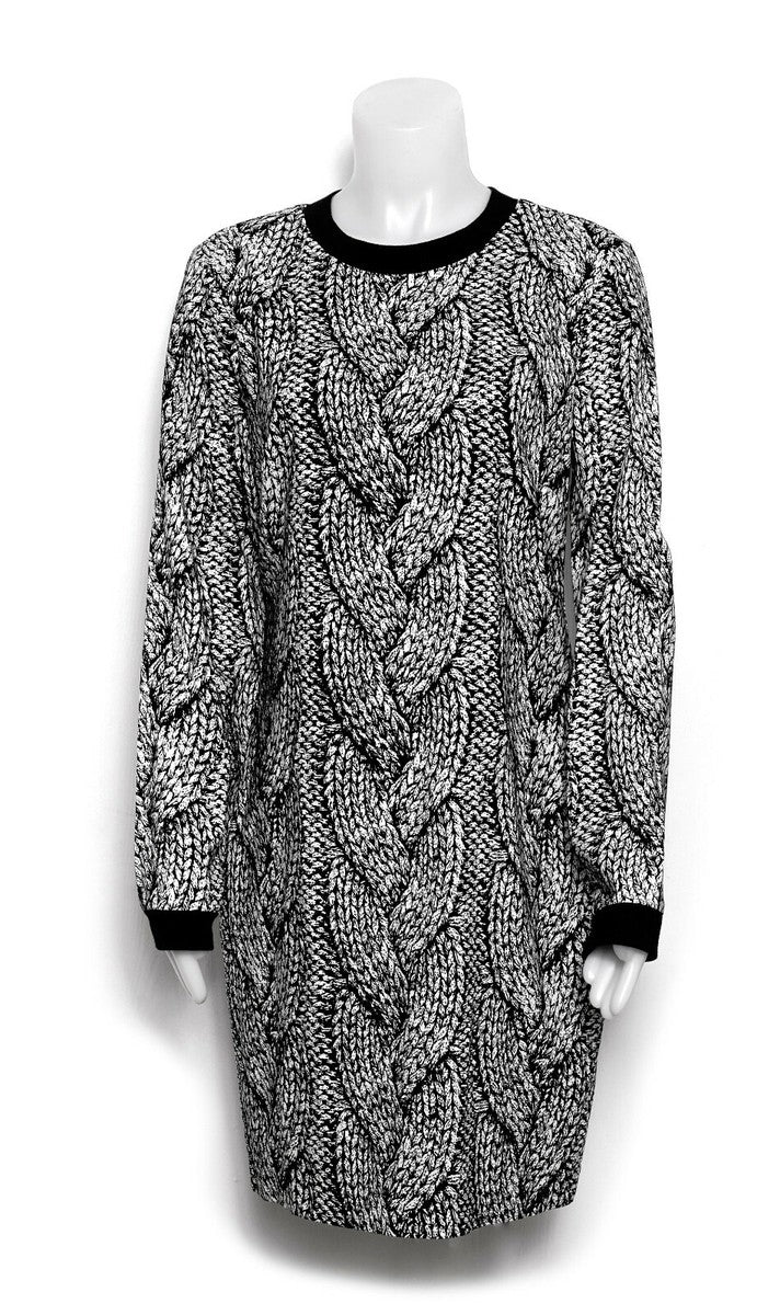 NICOLE MILLER ARTELIER black white patterned dress with black collar
