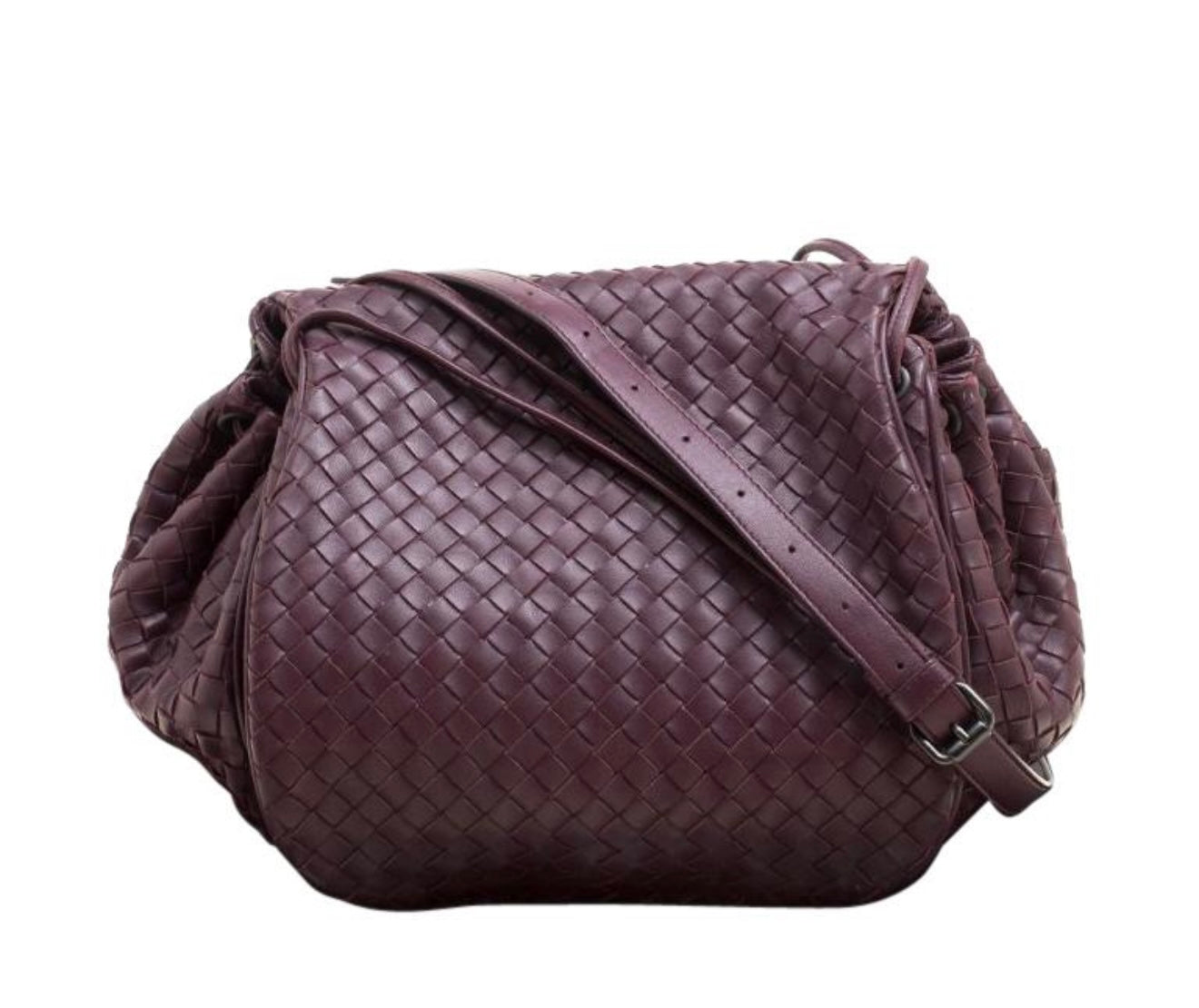 Bottega Veneta
Bottega Veneta Burgundy Intrecciato Leather Drawstring Flap Crossbody Bag