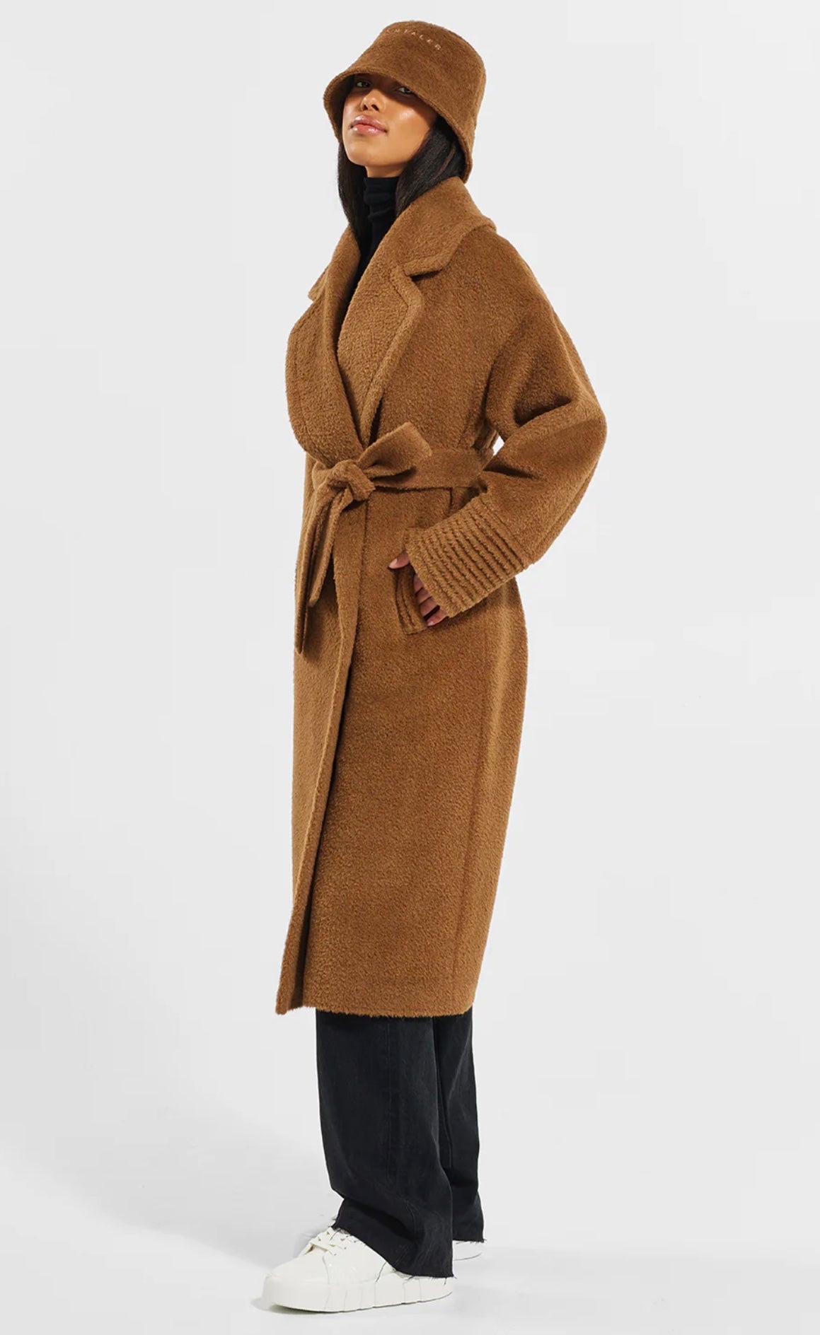 SENTALER - BOUCLÉ ALPACA LONG OVERSIZED NOTCHED COLLAR COAT